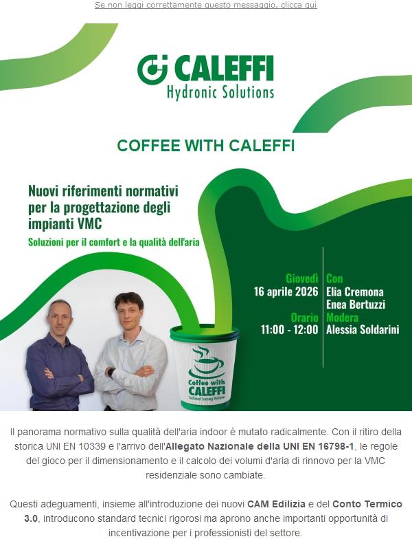 ⏰ Manca poco al prossimo Coffee with Caleffi: iscriviti ora!