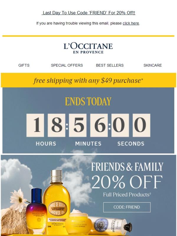 Ends Today: 20% Off Friends & Family