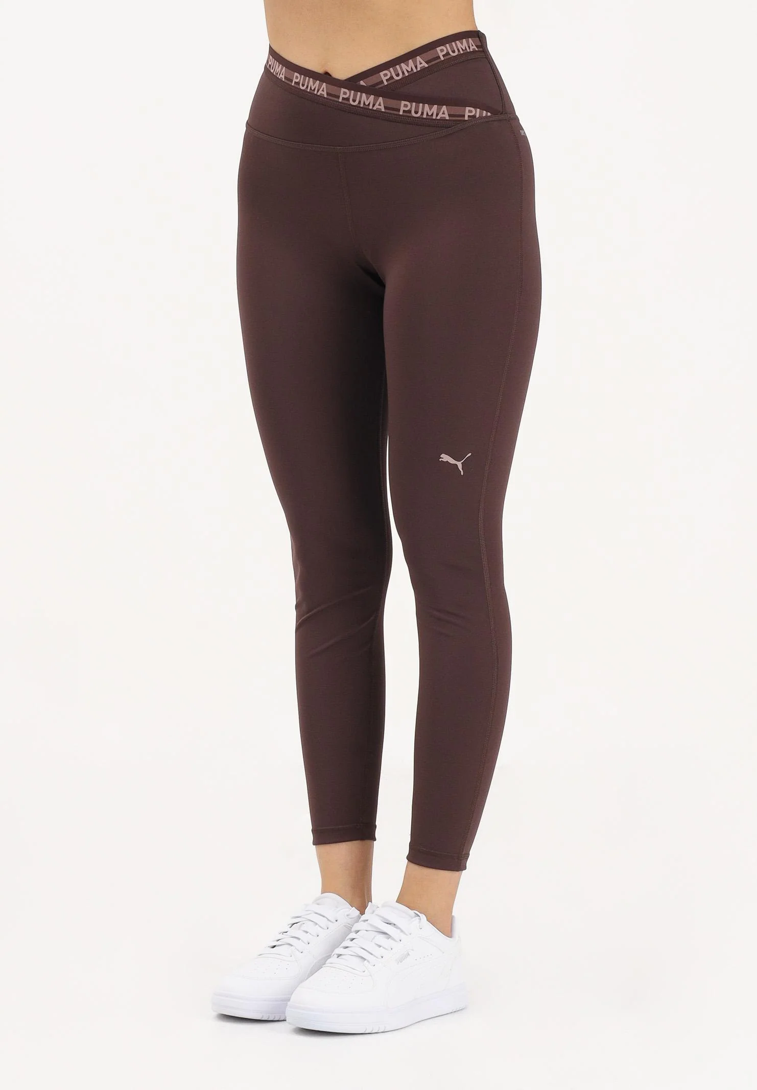 Image of PUMA Leggings W STRONG CROSS FRONT TIGHT 7/8 marrone da donna