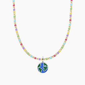 Collana POP CORN con ciondolo WORLD Collana POP CORN con ciondolo WORLD