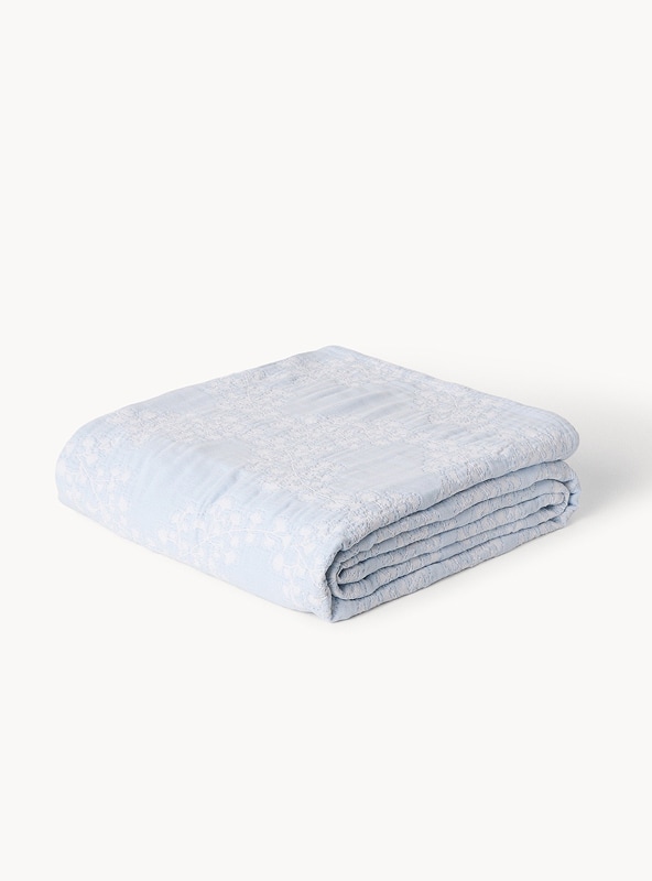 Copriletto in puro cotone motivo ortensie