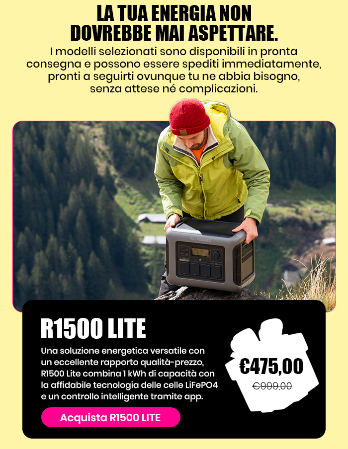 R1500 LITE Centrale Elettrica Portatile 1600W 1056Wh LiFeP04 Batteria