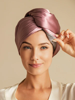 Image of Turbante Per Capelli In Pura Seta – Asciugatura Rapida, Anti-Crespo & Delicato Sui Capelli
