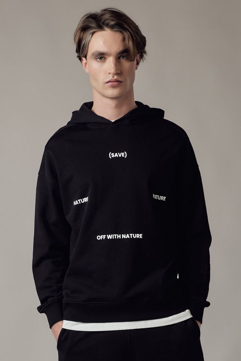 Felpa con Cappuccio Loose Fit Black