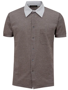 Camicia Corneliani grigio con bottoni e taschino