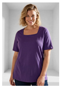 T-shirt dal taglio svasato con scollo rettangolare e mezze maniche