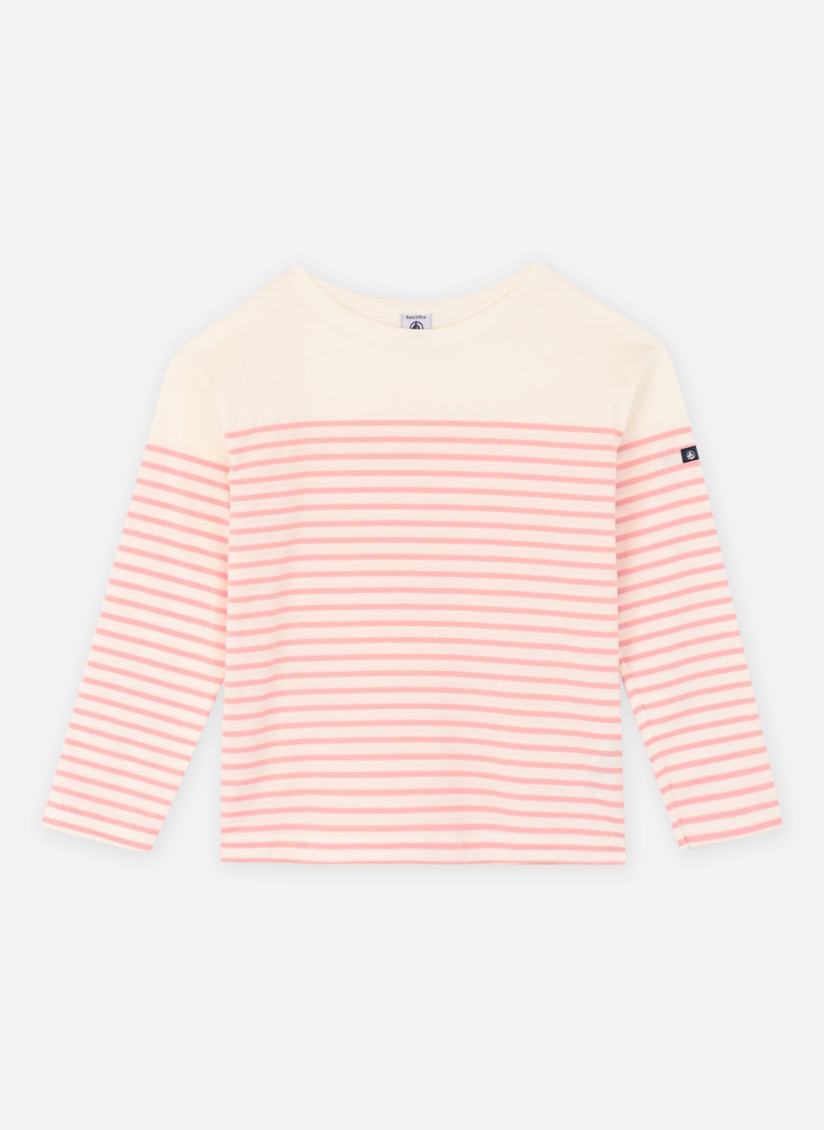 Petit Bateau T-shirt maniche lunghe Mariniere Bouingo ragazza bianco