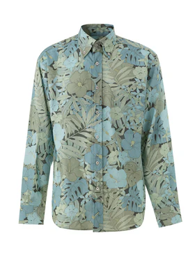 Camicia Stampa Floreale in Azzurro Tom Ford