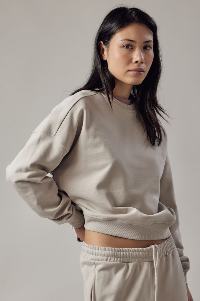 Felpa Girocollo Loose Fit Beige