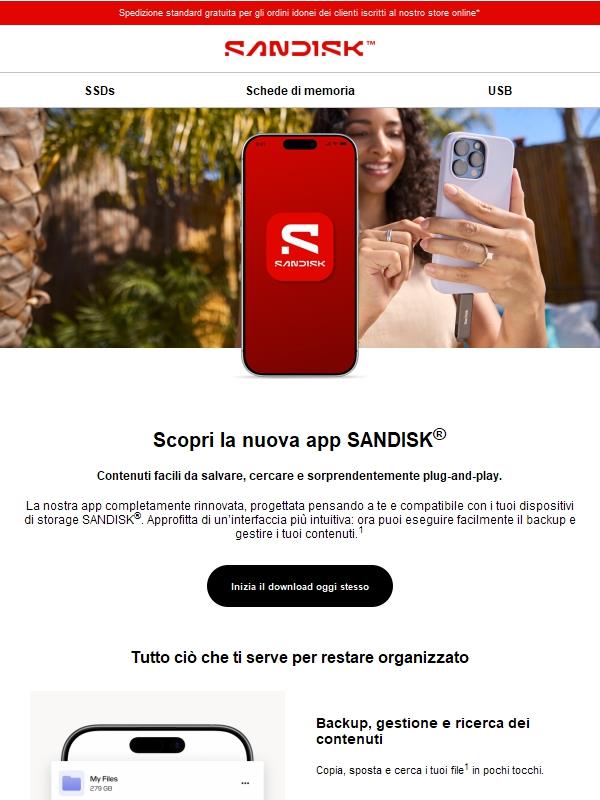 Prova l'app SANDISK gratuita 📲