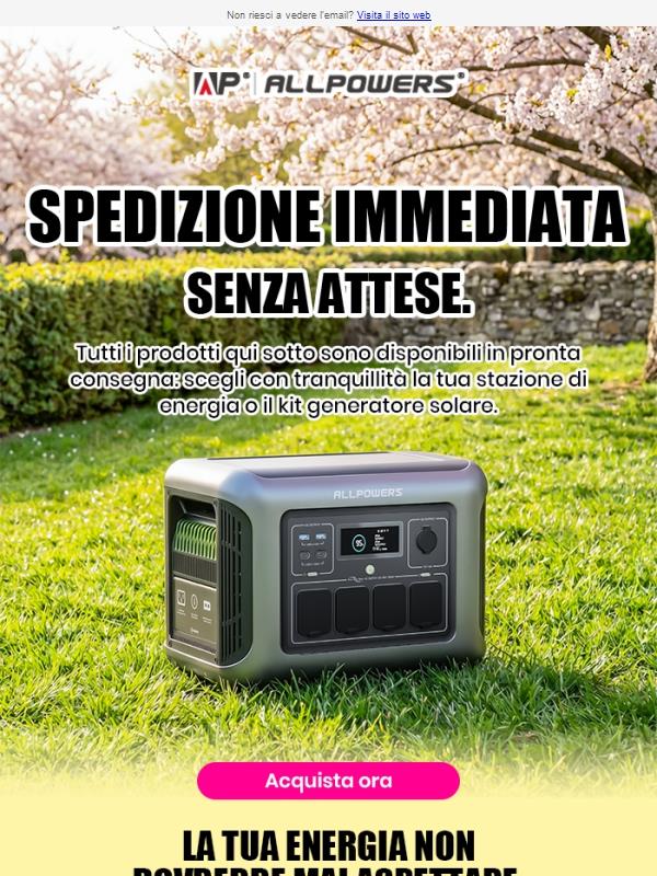 Disponibile in pronta consegna, spedizione immediata