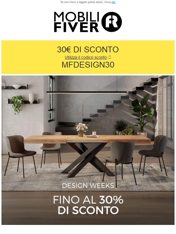 Design Weeks: fino al -30% + 30€ extra 🎯