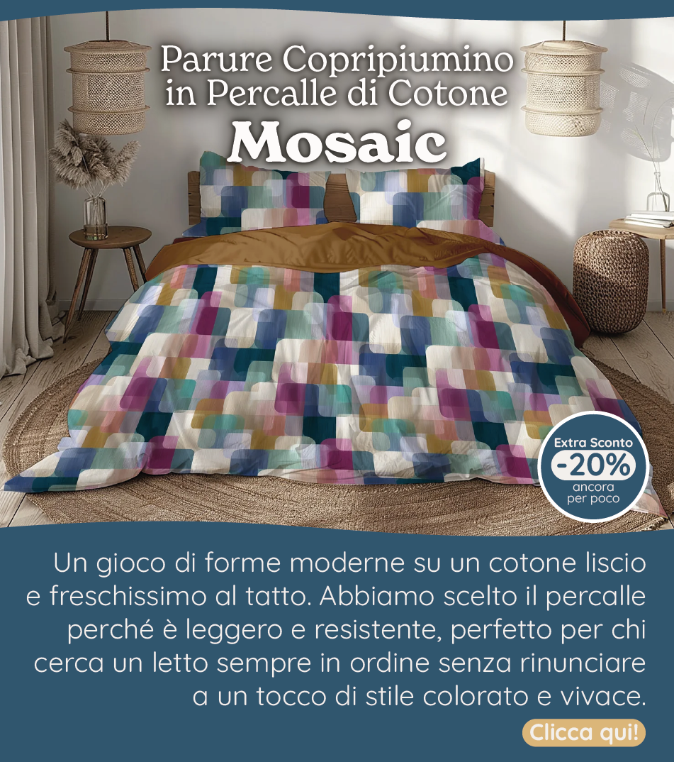 Parure Copripiumino in Percalle di Cotone con Stampa Geometrica - Mosaic