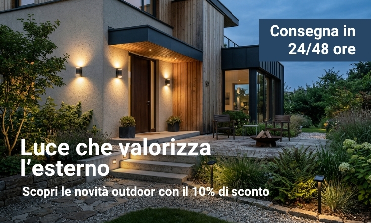 Modern house exterior at dusk with warm wall and pathway outdoor lighting illuminating steps, garden and patio