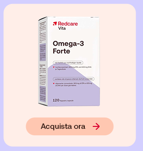 Flacone Redcare Vita Coenzima Q10 da 120 capsule su sfondo pesca chiaro. In basso pulsante: &ldquo;Acquista ora&rdquo;.