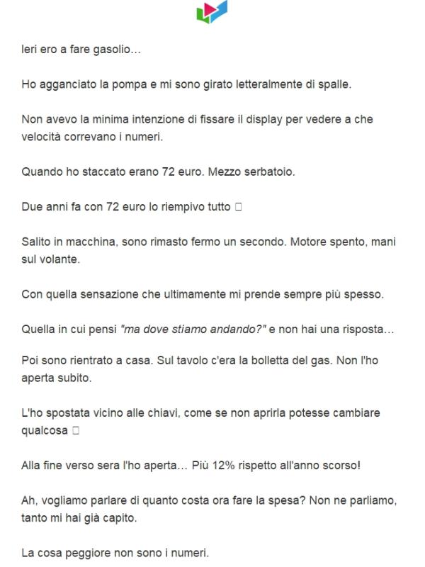 Ieri ho fatto il pieno, non volevo guardare il display