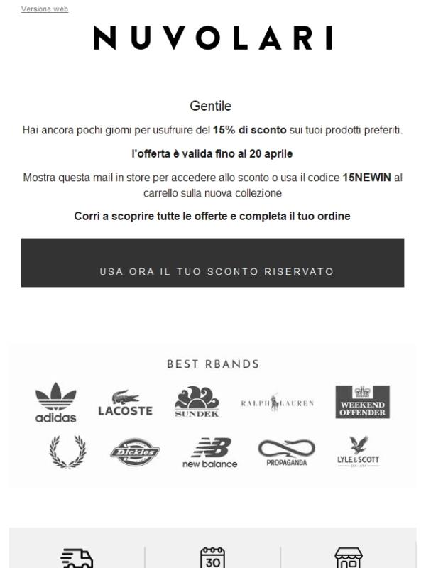 Last call 15% di sconto