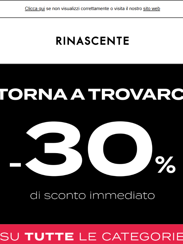 Ci manchi: 30% di sconto per te!