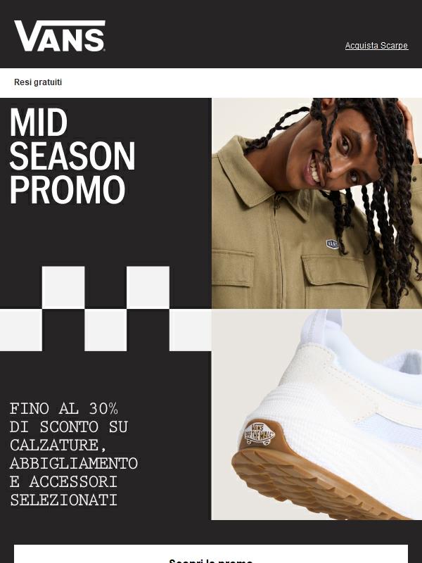 Promo di metà stagione: fino al 30% di sconto