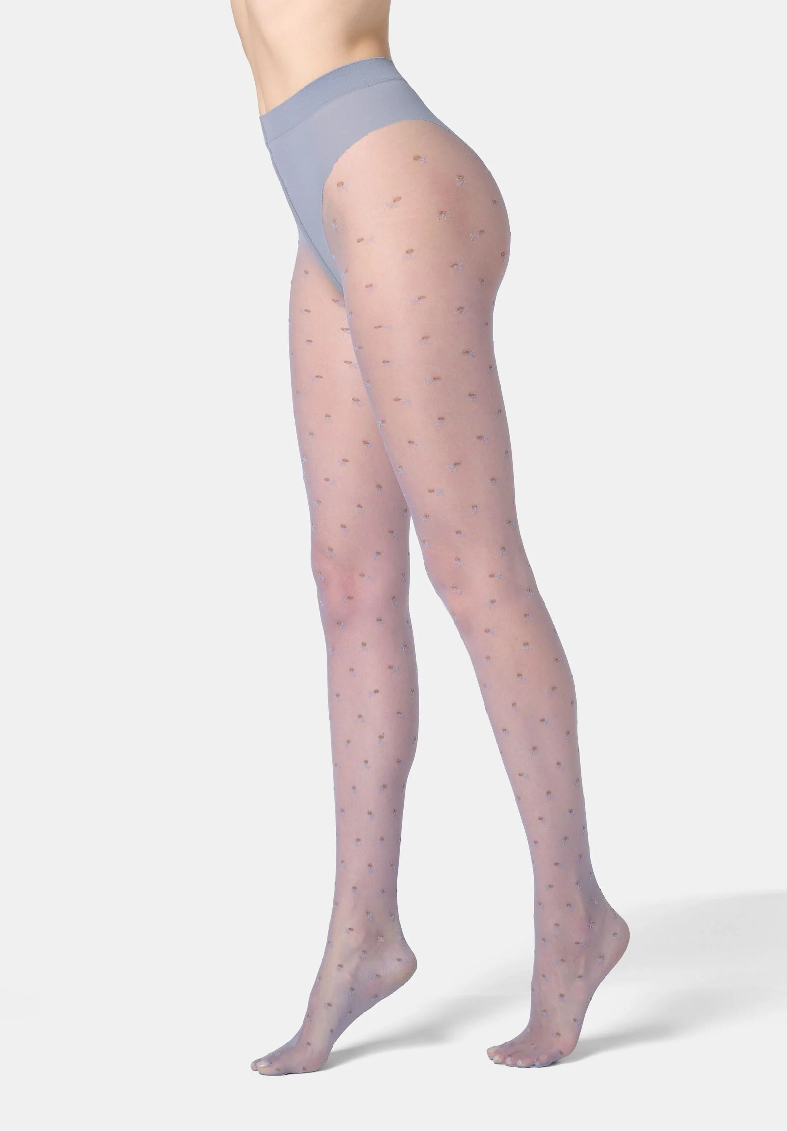 Image of Collant Velato Motivo Floreale Floret 20 - Azzurro Grigio 5