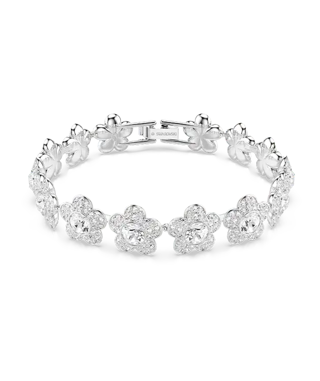 Bracciale Ariana Grande x Swarovski, Taglio Round, Fiore, Bianco, Placcato rodio