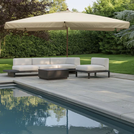 Ombrellone da Giardino 3x3 Palo Centrale Legno Top Poliestere Airvent Ecru