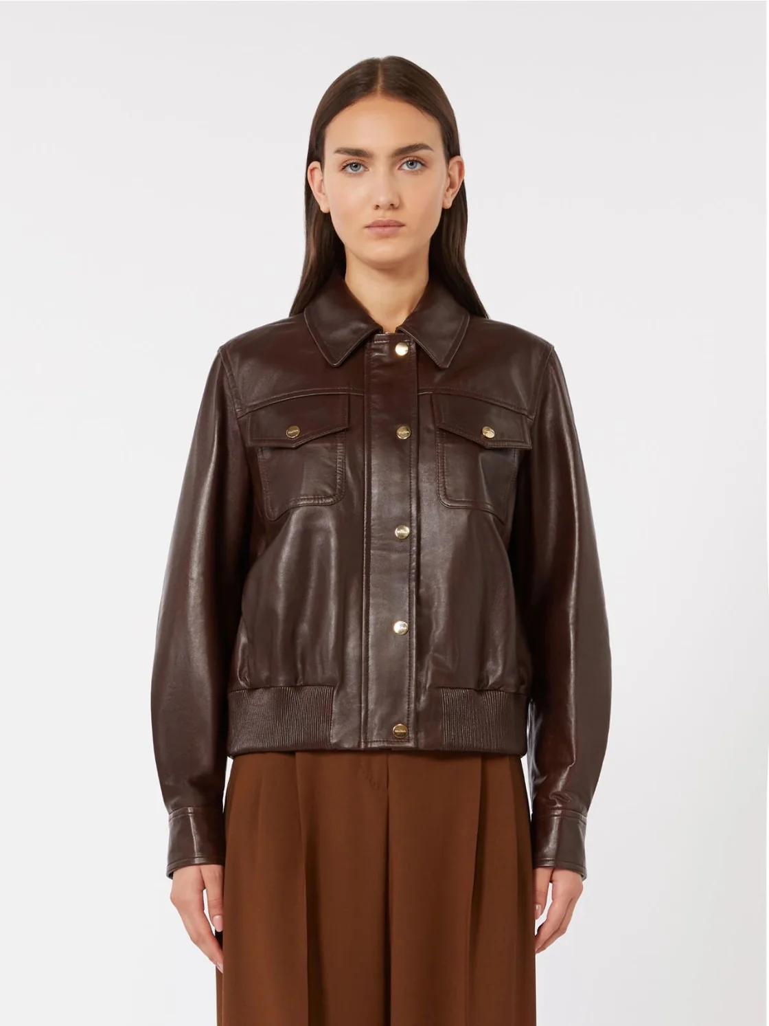 Giacca Corta in Pelle / Marrone