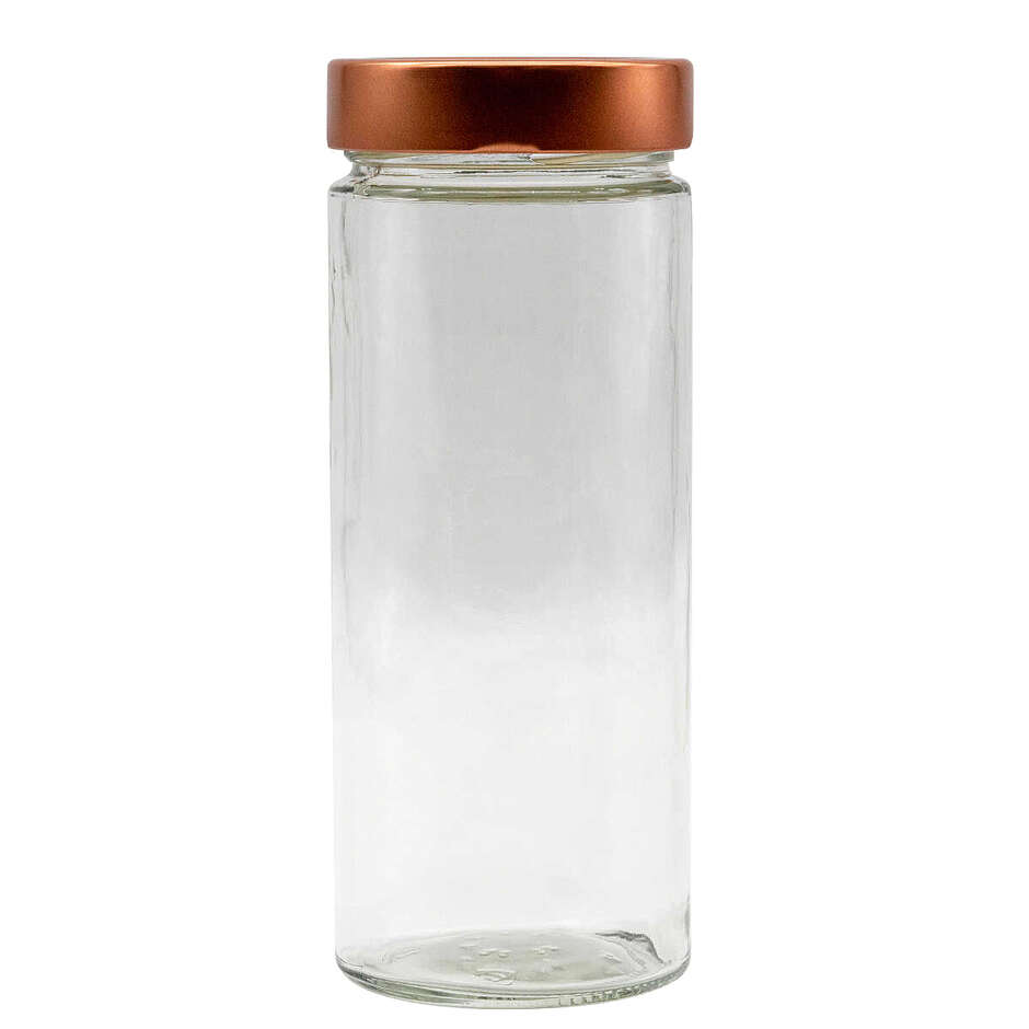 Vasetto in vetro ERGO 580 mL con tappo flip alto rame (24 pezzi)