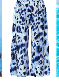 Pantaloni a palazzo con fantasia animalier, taglio della gamba largo e cintura elastica