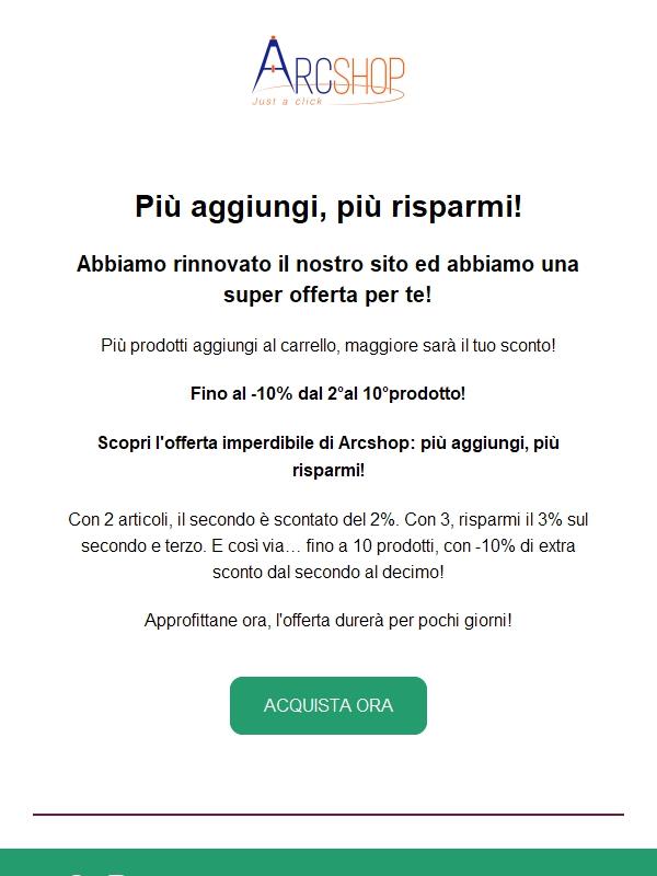 News Arcshop: fino al 10% di Extra sconto ora!