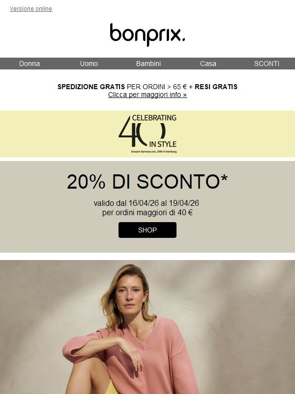 20% di sconto su tutto – festeggia con noi 🎉
