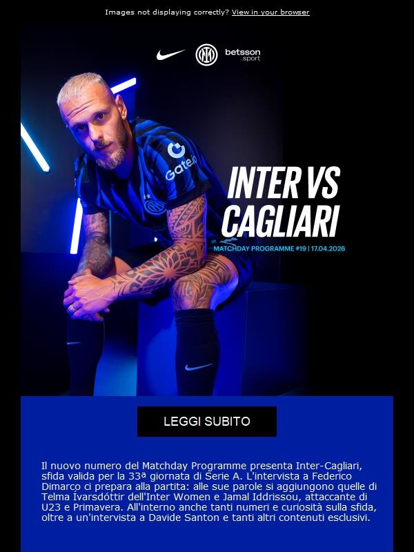 Il Matchday Programme di Inter-Cagliari