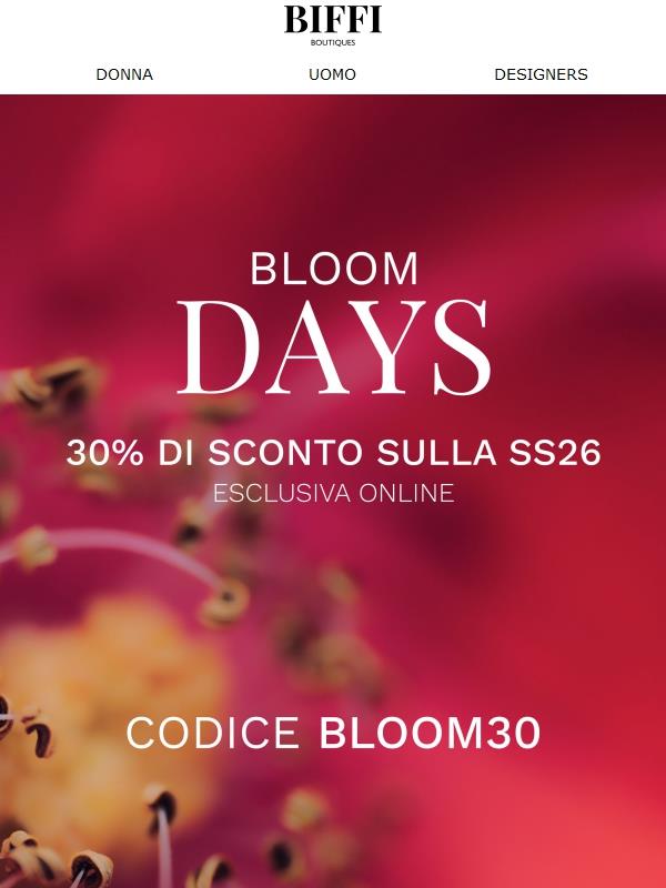 Bloom Days: esclusiva online 30% OFF sulla collezione SS26!