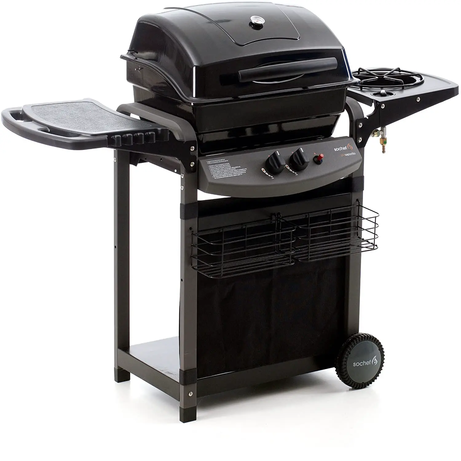 Barbecue Piùsaporillo a Gas con Coperchio Cottura Pietra Lavica e Fornello