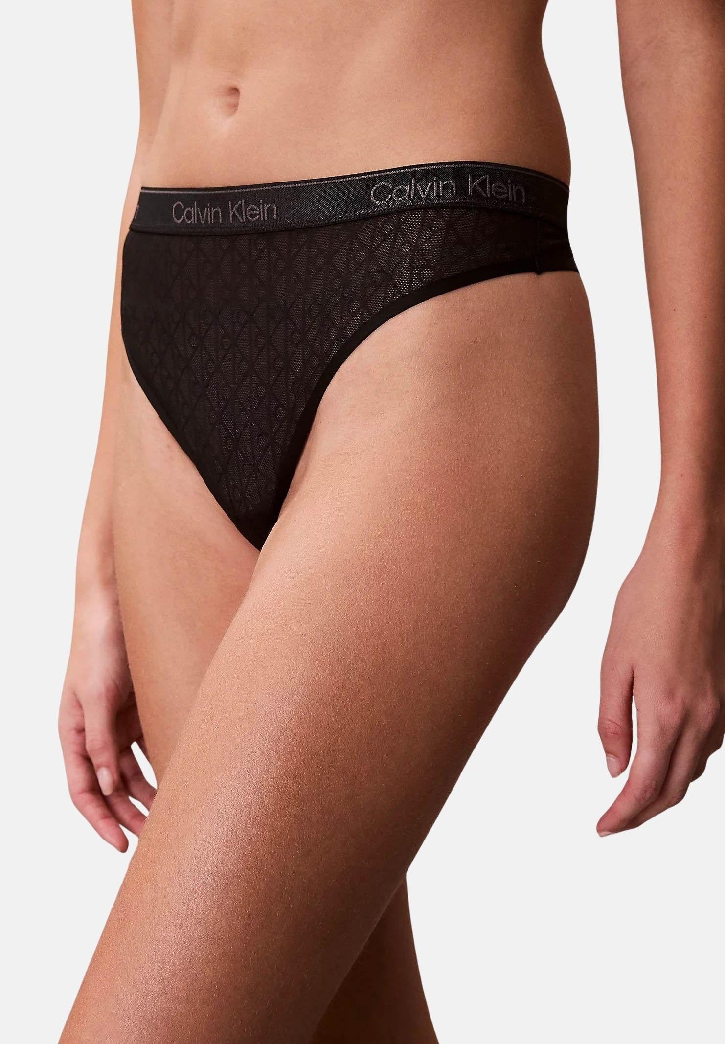 Image of CALVIN KLEIN Slip nero da donna con motivo monogram