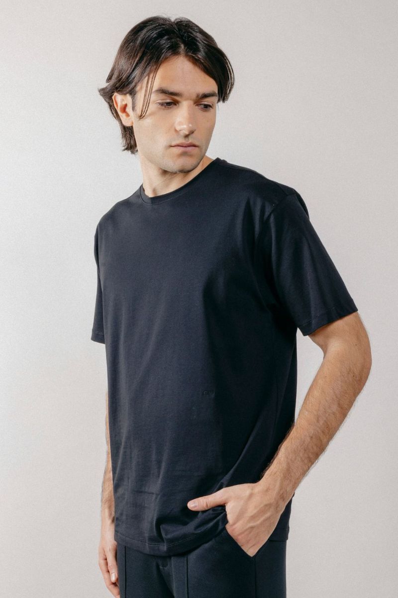 T-Shirt Girocollo in Jersey Black