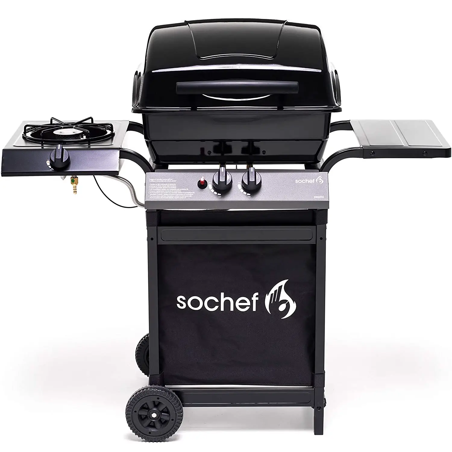 Barbecue Piùpepito a Gas con Coperchio Cottura Pietra Lavica e Fornello