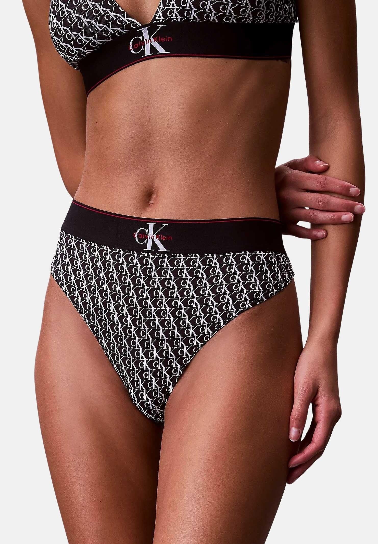 Image of CALVIN KLEIN Perizoma nero da donna caratterizzato da una stampa all-over CK