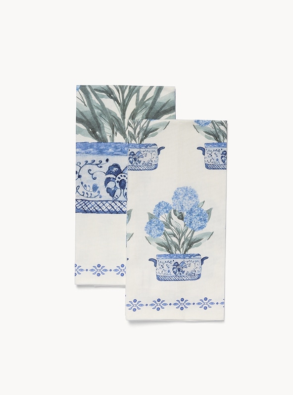 Set 2 strofinacci in cotone stampa ortensie