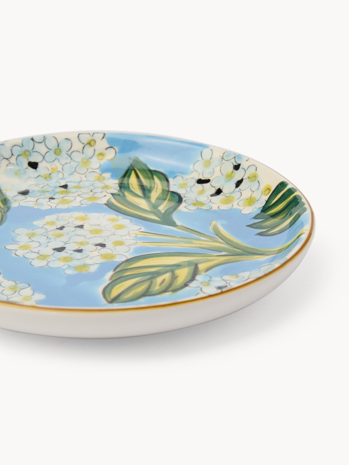 Piatto pane in ceramica motivo ortensie