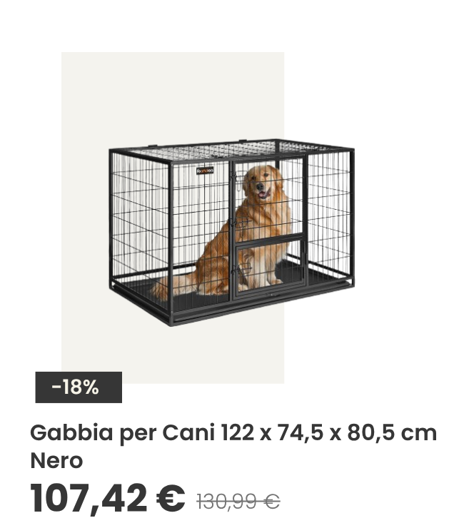 Gabbia per Cani 122 x 74,5 x 80,5 cm Nero