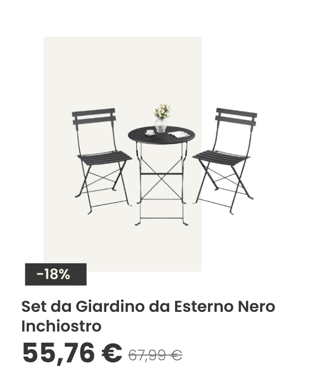 Set da Giardino da Esterno Nero Inchiostro