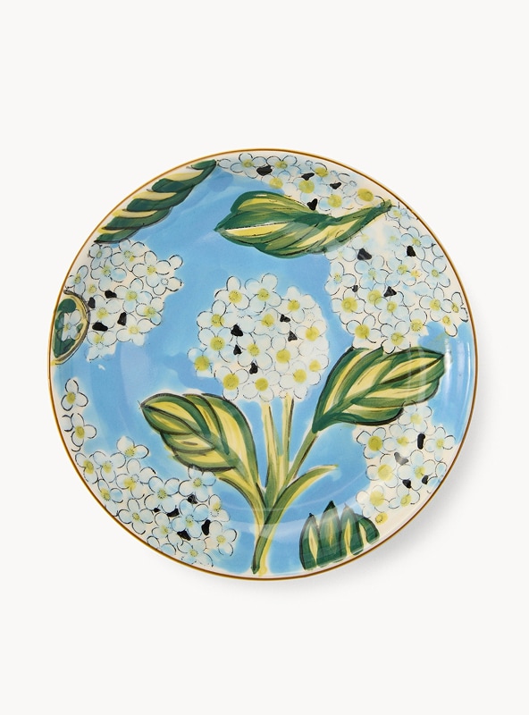 Piatto pane in ceramica motivo ortensie