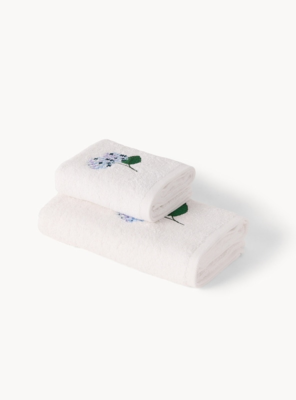 Asciugamano in spugna di cotone ricamo ortensia