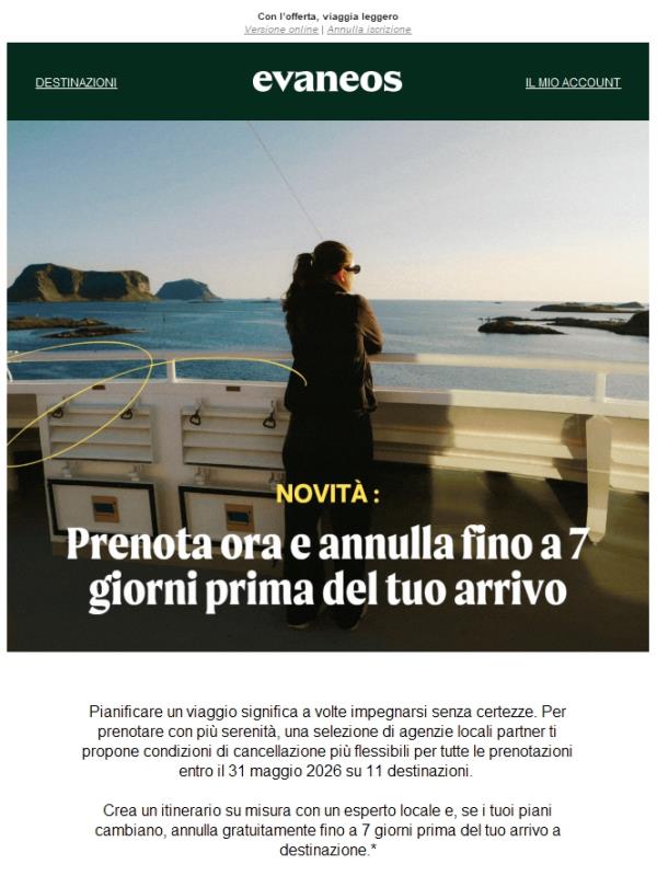 Cancellazione flessibile, viaggia senza pensieri