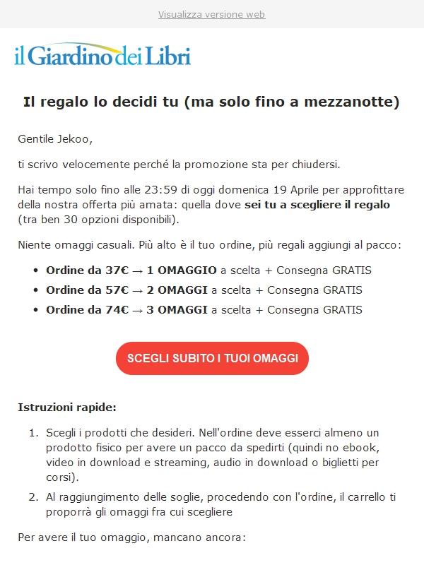 ⏰ Promemoria: scegli fino a 3 OMAGGI | Scade a mezzanotte