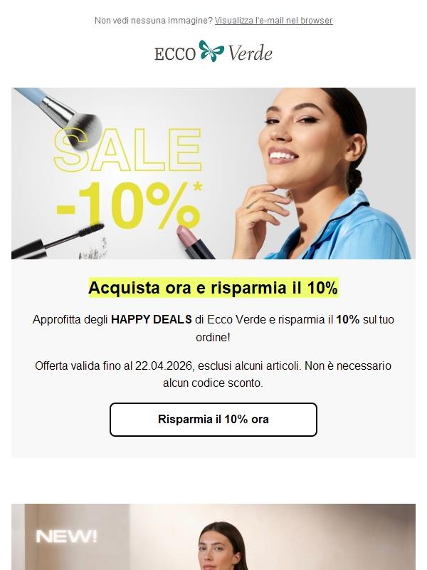 Risparmia il 10% con gli HAPPY DEALS di Ecco Verde 😊