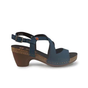 Jungla Sandalo Donna con Tacco in Pelle Nabuk Blu