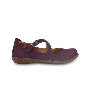 Jungla Ballerina Donna con Doppio Cinturino in Pelle Nabuk Viola