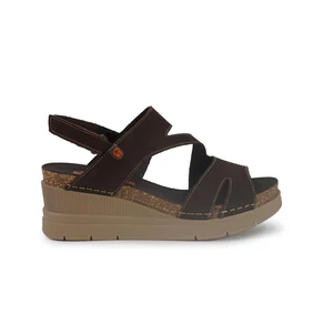 Jungla Sandali Donna con Zeppa in Pelle Nabuk Marrone